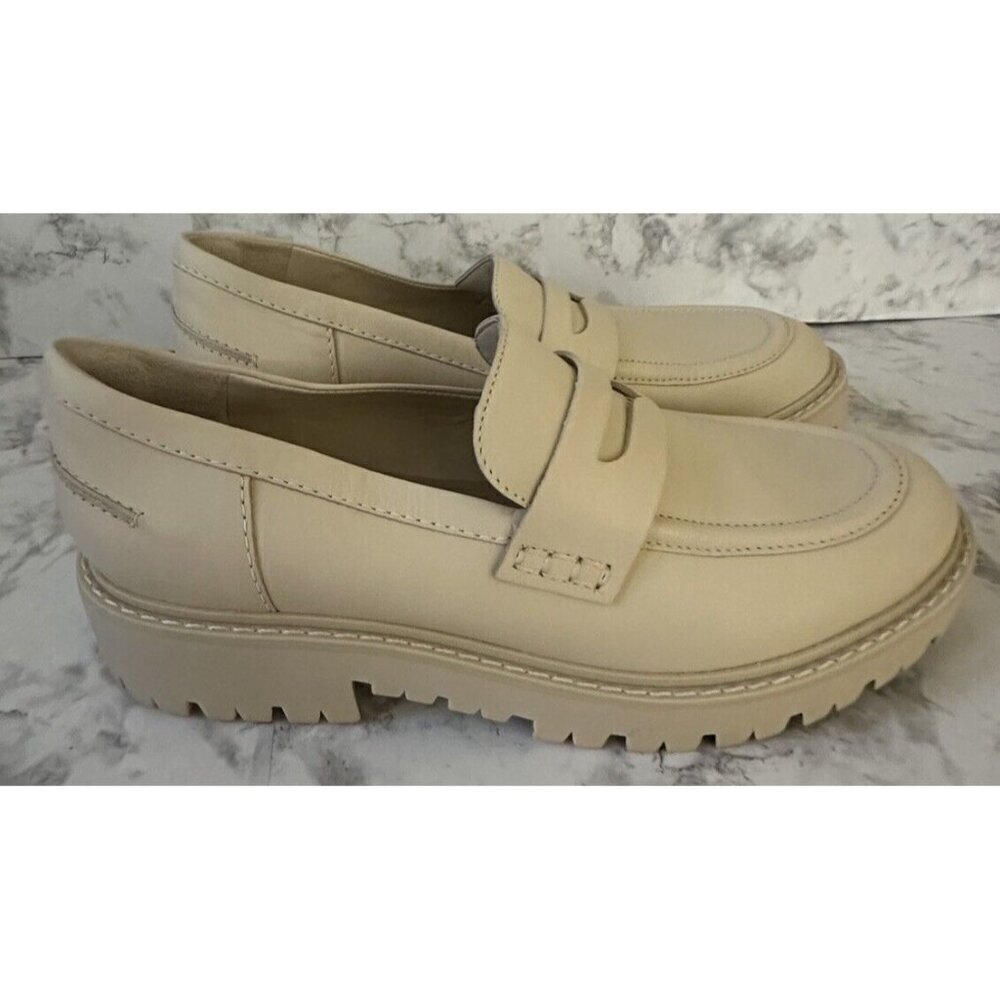 Schutz Christie Weekend Leather Loafer Lug Sole Womens 8 Eggshell Cream‎ New